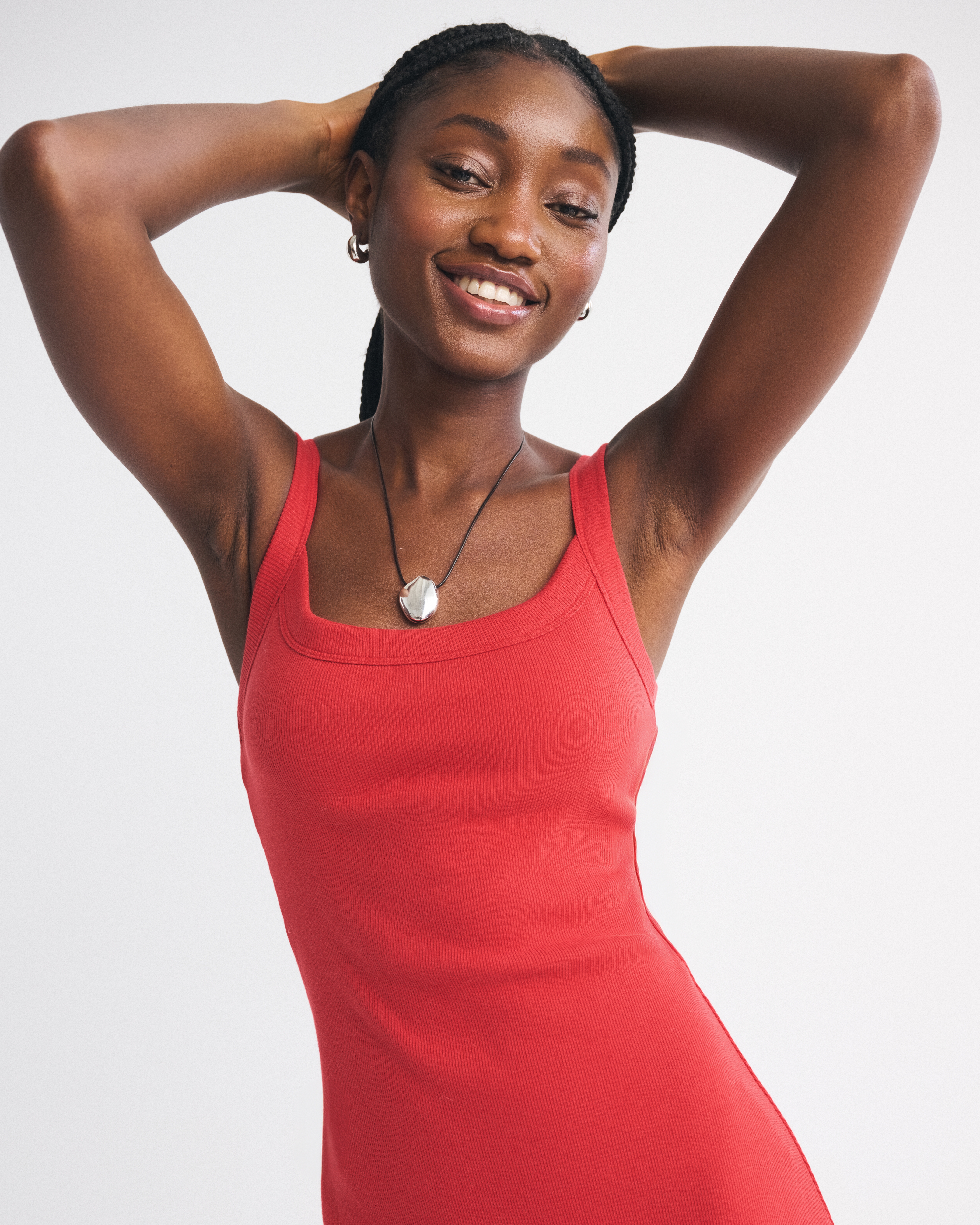 Abercrombie & Fitch Bra-free Essential 90s Rib Mini Dress In Red