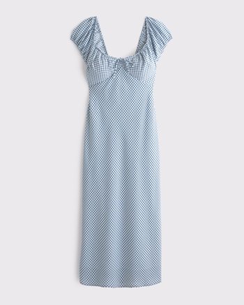 Women's Bra-Free Micro Puff Sleeve Sweetheart Midi Dress | Women's Dresses | Abercrombie.com