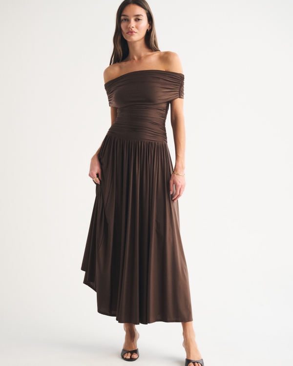 Bra-Free Drop-Waist Maxi Dress, Chestnut view 1