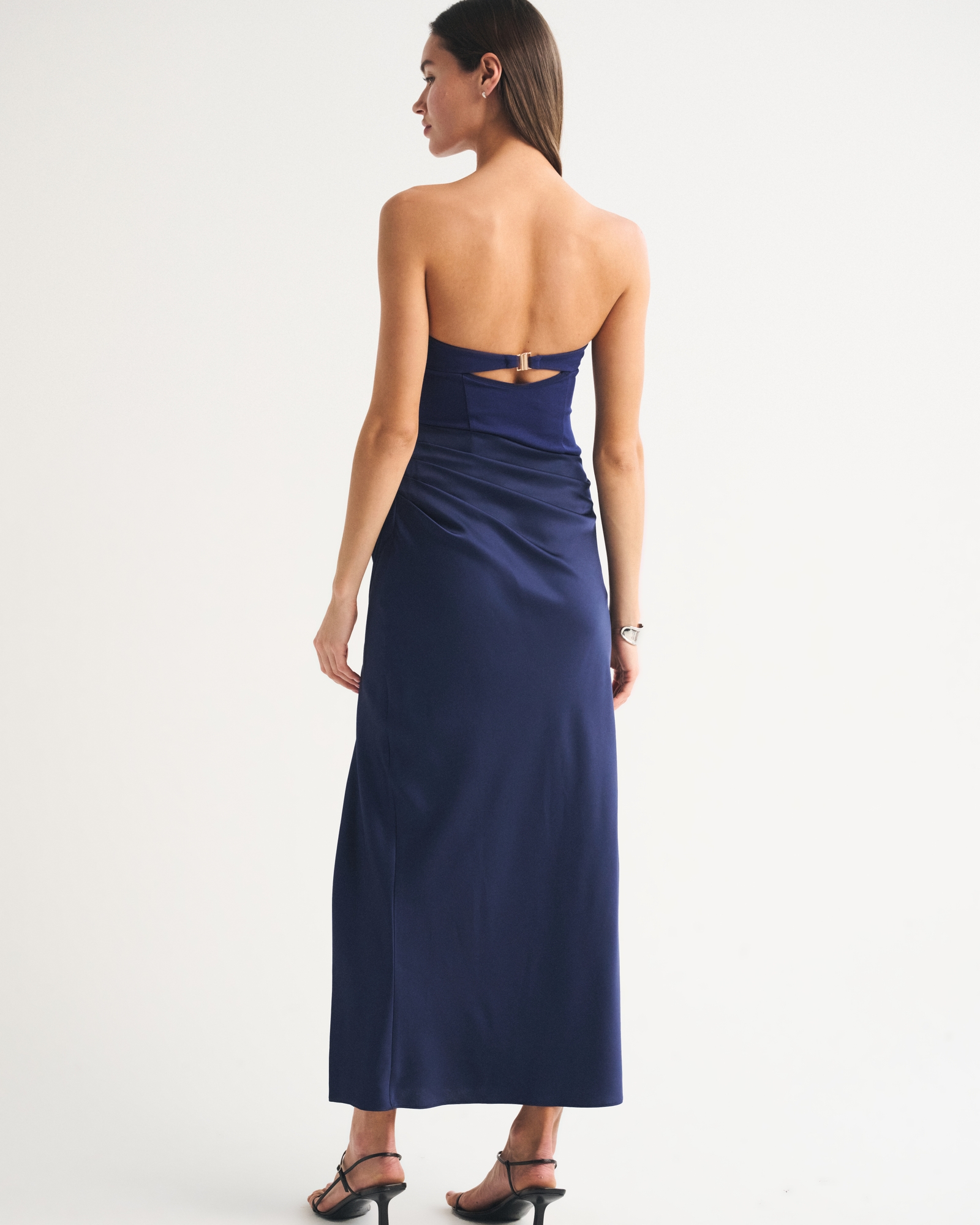 Bra-Free Strapless Draped Maxi Dress