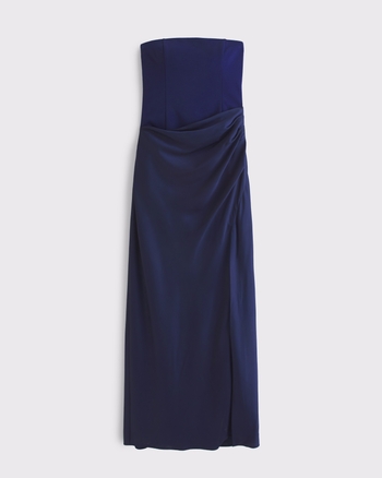 Bra-Free Strapless Draped Maxi Dress