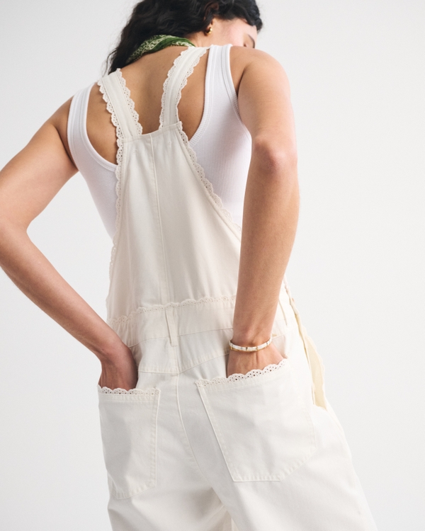 Embroidered Trim Overall Jumpsuit