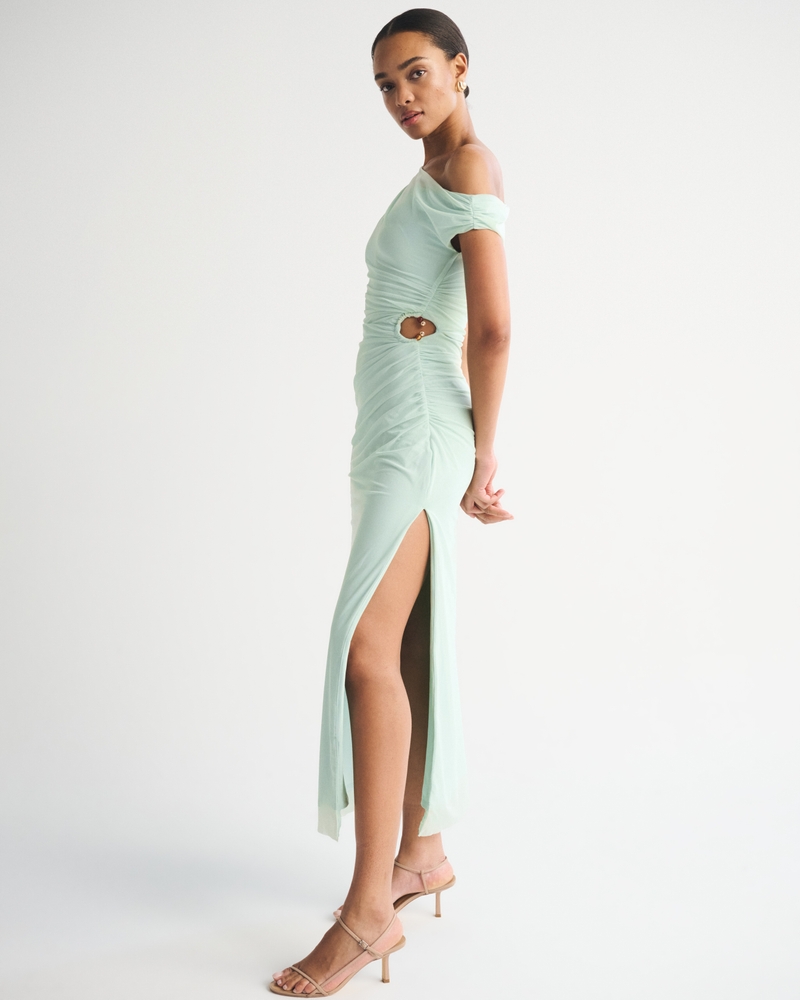Bra-Free Mesh Draped Maxi Dress - thumbnail 3