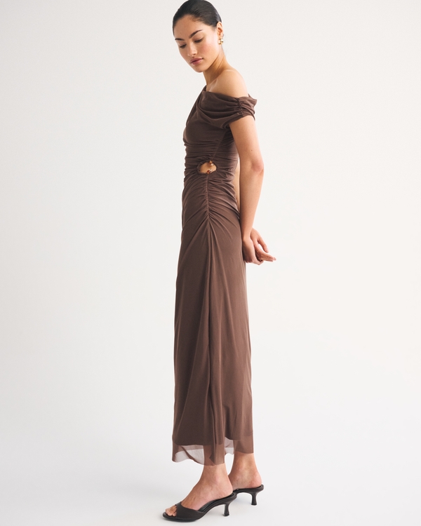 bodycon dress with bell sleeves Sleeve Off Shoulder Ruched Dress, White / XS 6 Trendy Black Knee techniques borrowed from bespoke gender:mens Size:2XL - 42