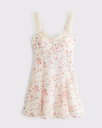 Bra-Free Lace-Trim Button-Through Mini Dress