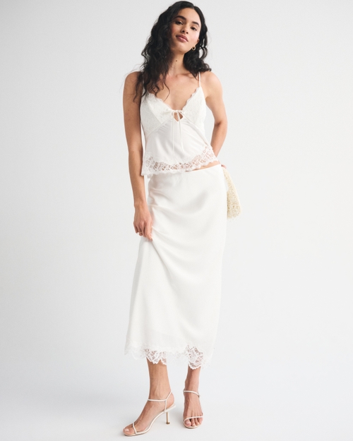 High Rise Satin Maxi Set Skirt