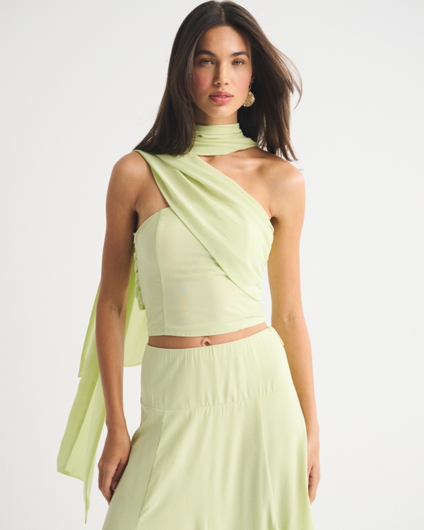 A&F Bra-Free 4-in-1 Convertible Scarf Set Top, Light Green view 1