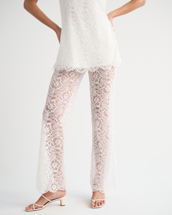 Lace Sheer Set Pant, White view 2