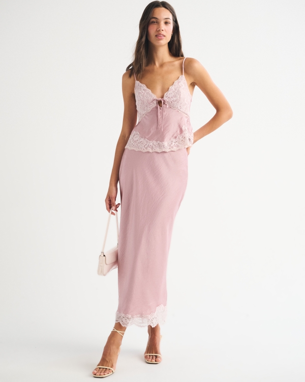 Bra-Free Lace-Pieced Set Top, Pink view 2