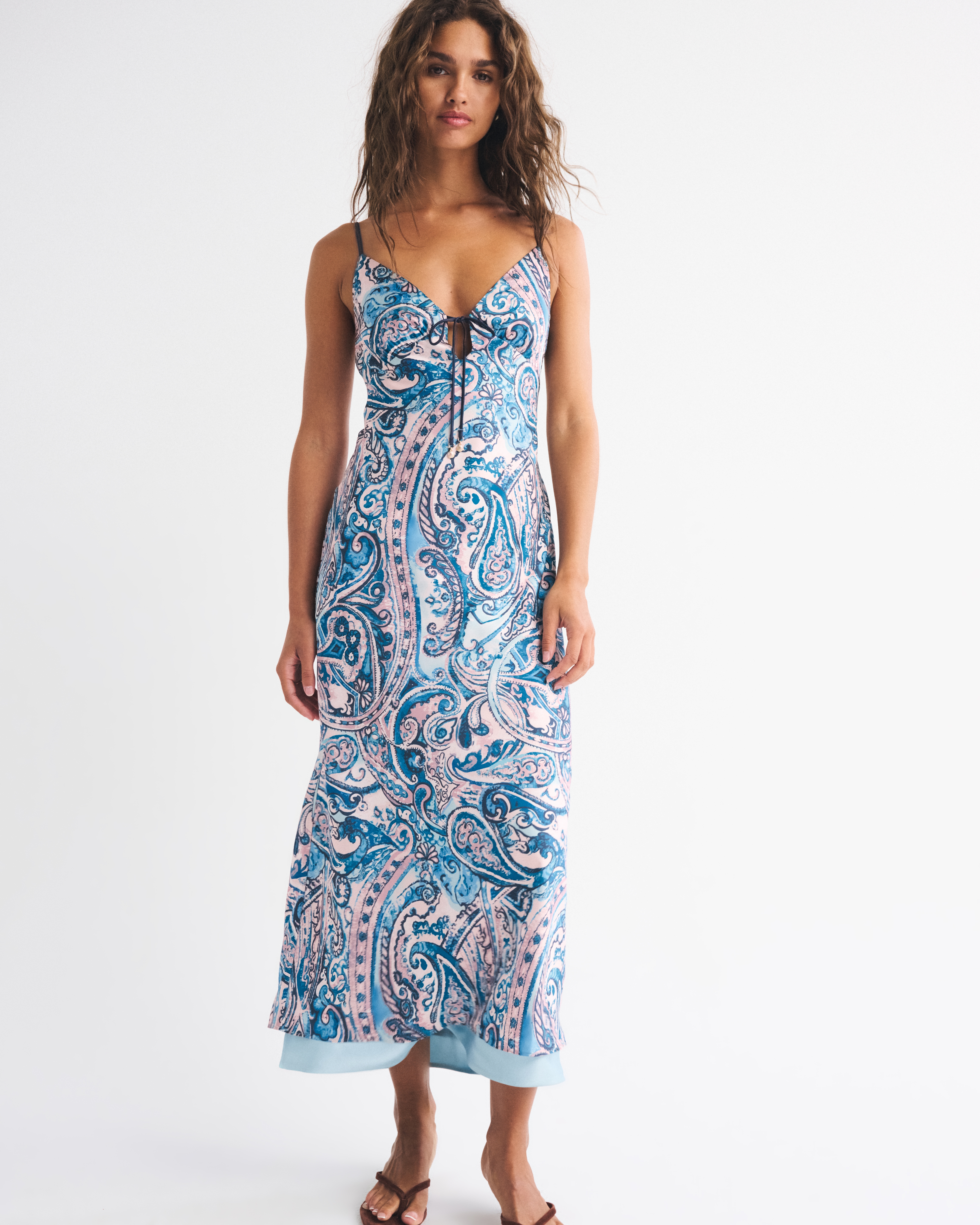 Abercrombie & Fitch 2-in-1 Reversible Julia Slip Maxi Dress In Blue