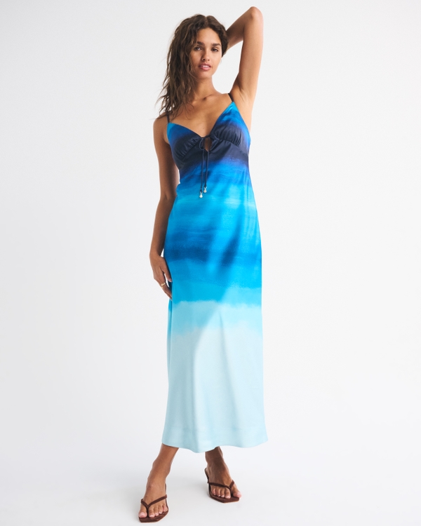 2-in-1 Reversible Julia Slip Maxi Dress, Blue Pattern view 2