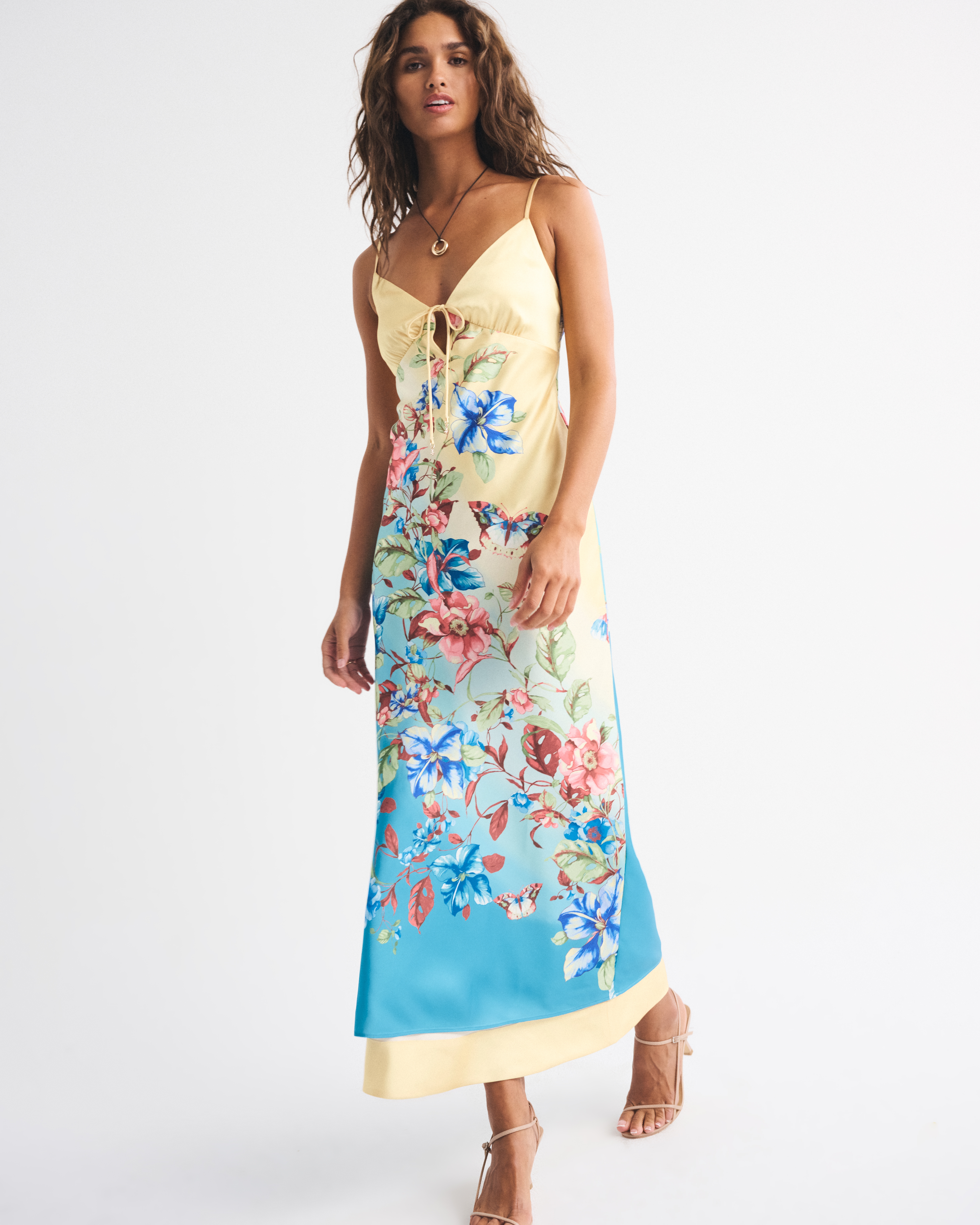 Abercrombie & Fitch The A&f Julia Tie-front Slip Dress In Multi