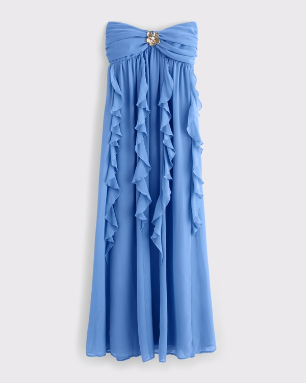 Strapless Hardware Maxi Dress, Blue view 2
