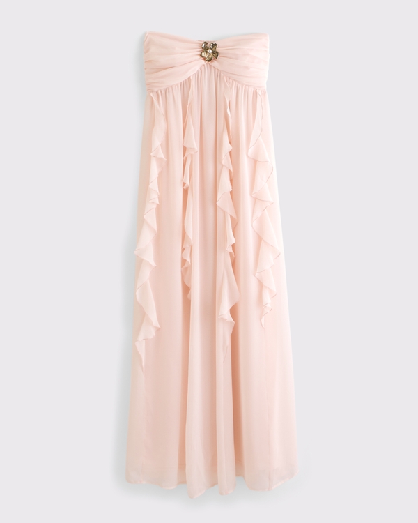 Strapless Hardware Maxi Dress, Light Pink view 1
