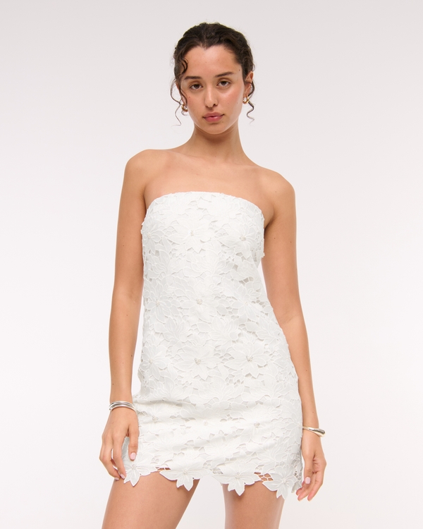 Strapless Lace Skort, White view 1