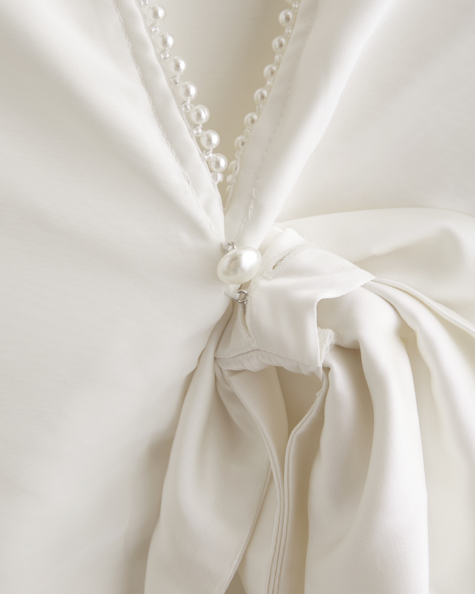 Faux Pearl High-Neck Mini Dress