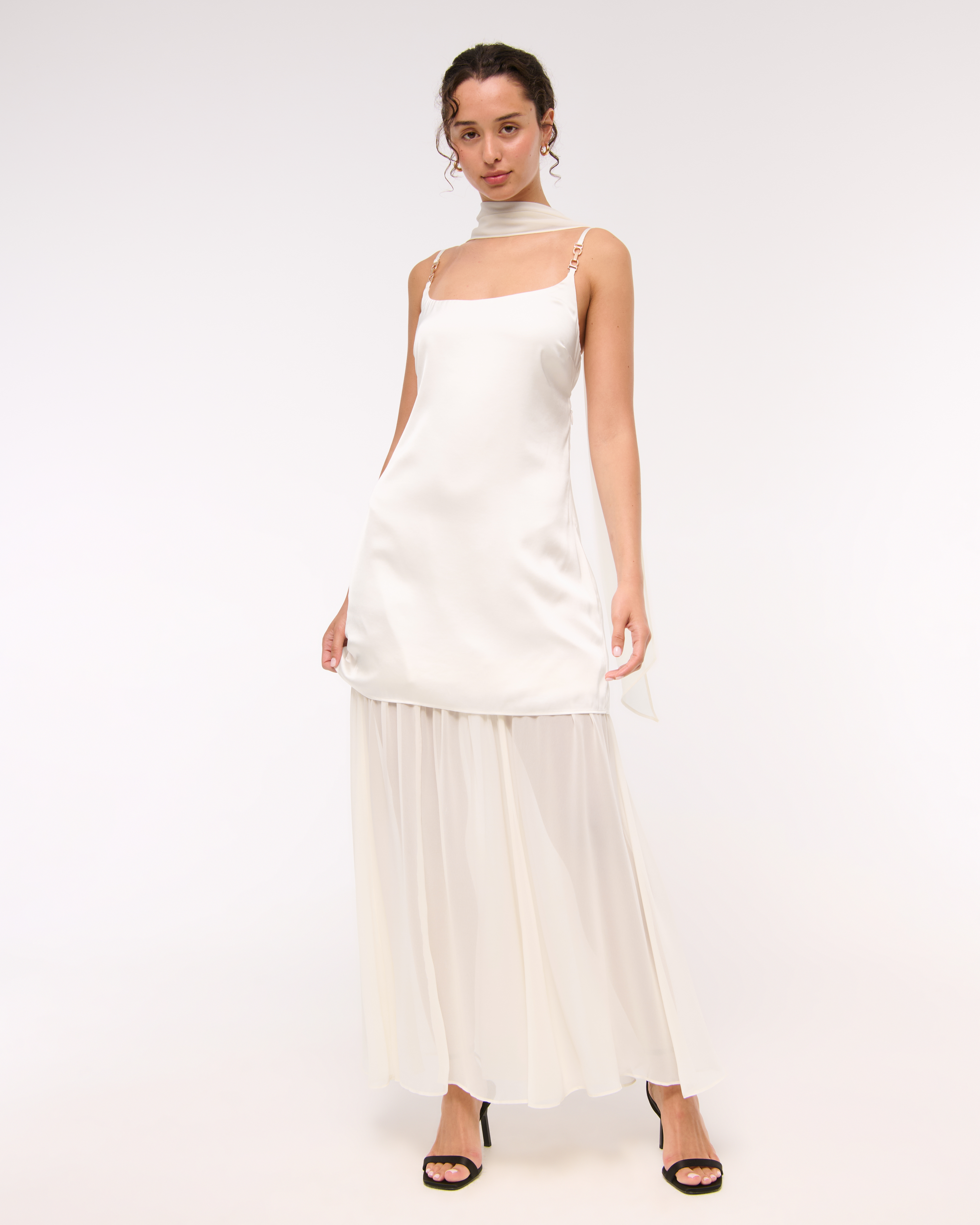 Abercrombie & Fitch 2-in-1 Convertible Hardware Maxi Dress In White