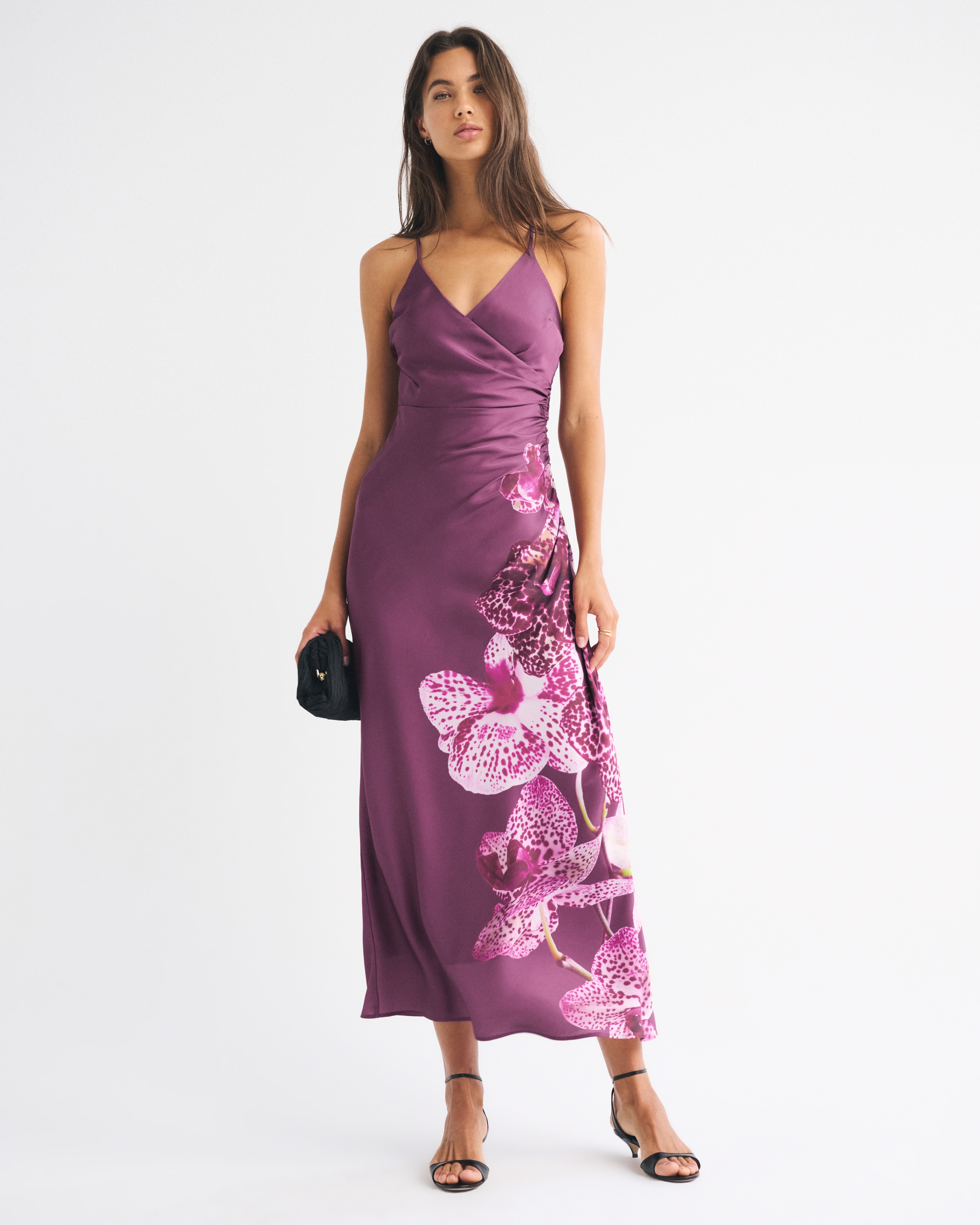 Abercrombie & Fitch Hardware Wrap Maxi Dress In Purple