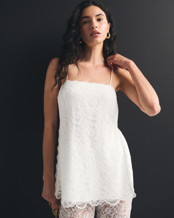 Bra-Free Lace Set Top, White view 1