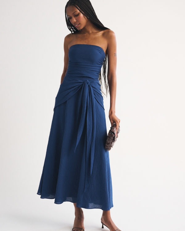Women's Bra-Free Strapless Draped Maxi Dress | Women's Dresses & Jumpsuits  | Abercrombie.com