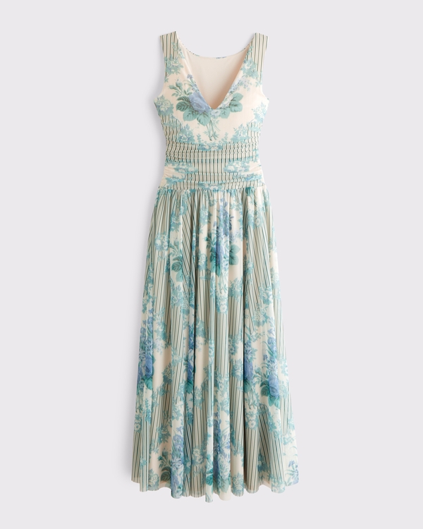 Women's The A&F Convertible Mesh Maxi Dress in Green Stripe | Size XXS TALL | Abercrombie & Fitch