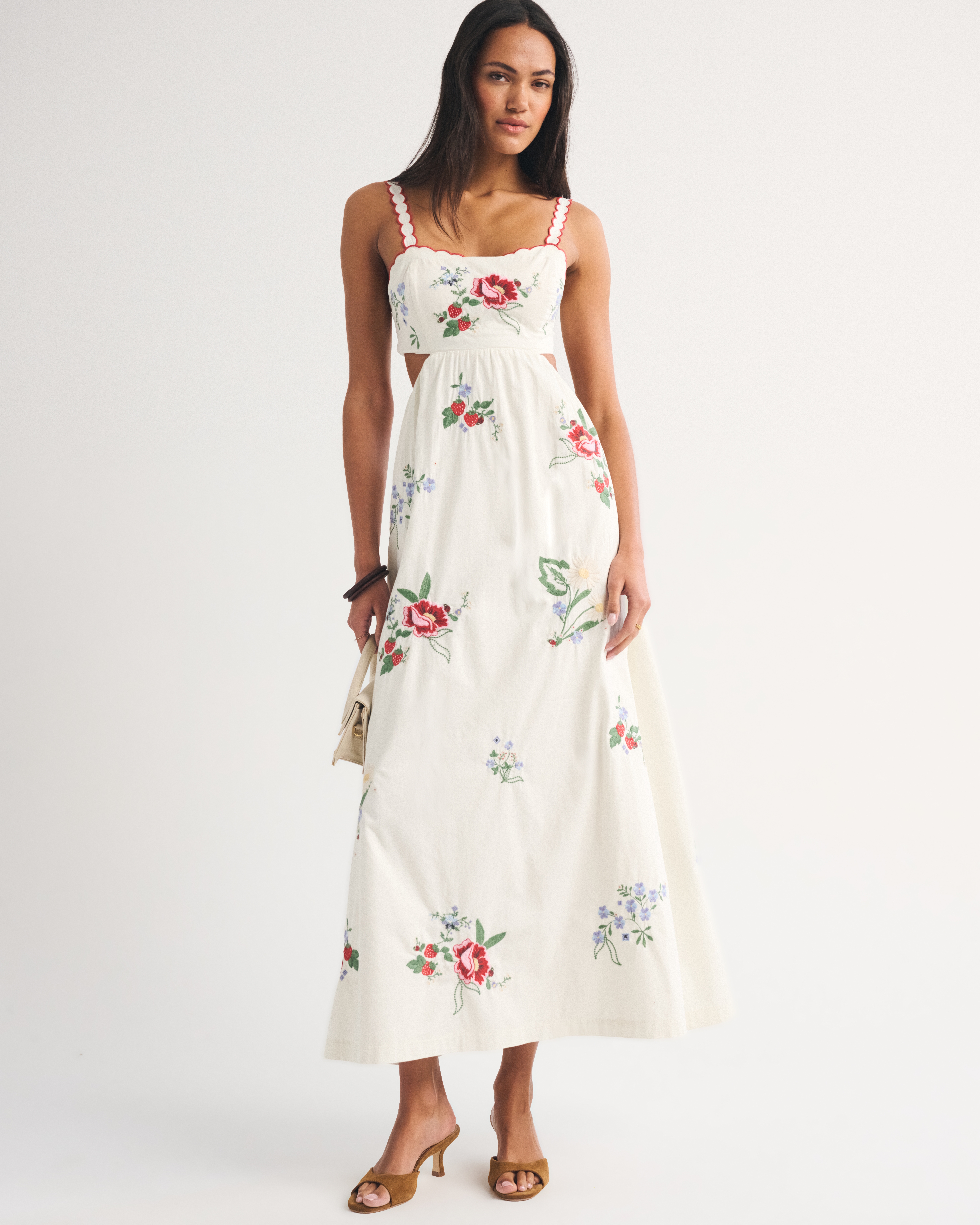 Женские платья Abercrombie & Fitch Bra-Free Embroidered Maxi Dress — фото 3
