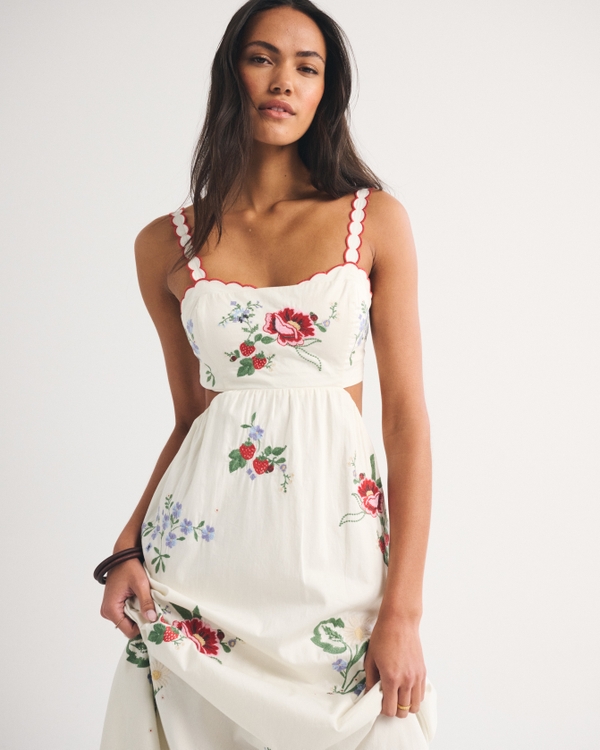 Women's Bra-Free Embroidered Maxi Dress | Women's Dresses | Abercrombie.com