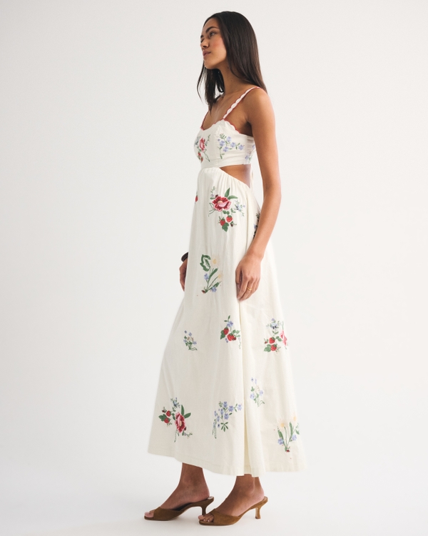 Women's Bra-Free Embroidered Maxi Dress | Women's Dresses | Abercrombie.com