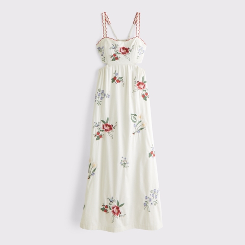Женские платья Abercrombie & Fitch Bra-Free Embroidered Maxi Dress