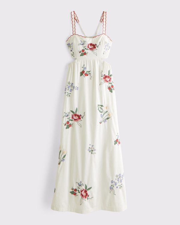 white christmas dresses Allison V-Neck Embroidered 100% Cotton Dress