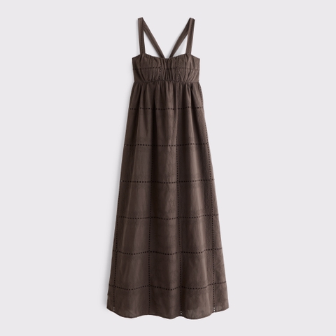 Женские платья Abercrombie & Fitch Bra-Free Eyelet Sweetheart Ruched Flowy Maxi Dress