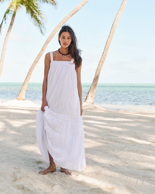 100% Cotton Tiered Flowy Maxi Dress