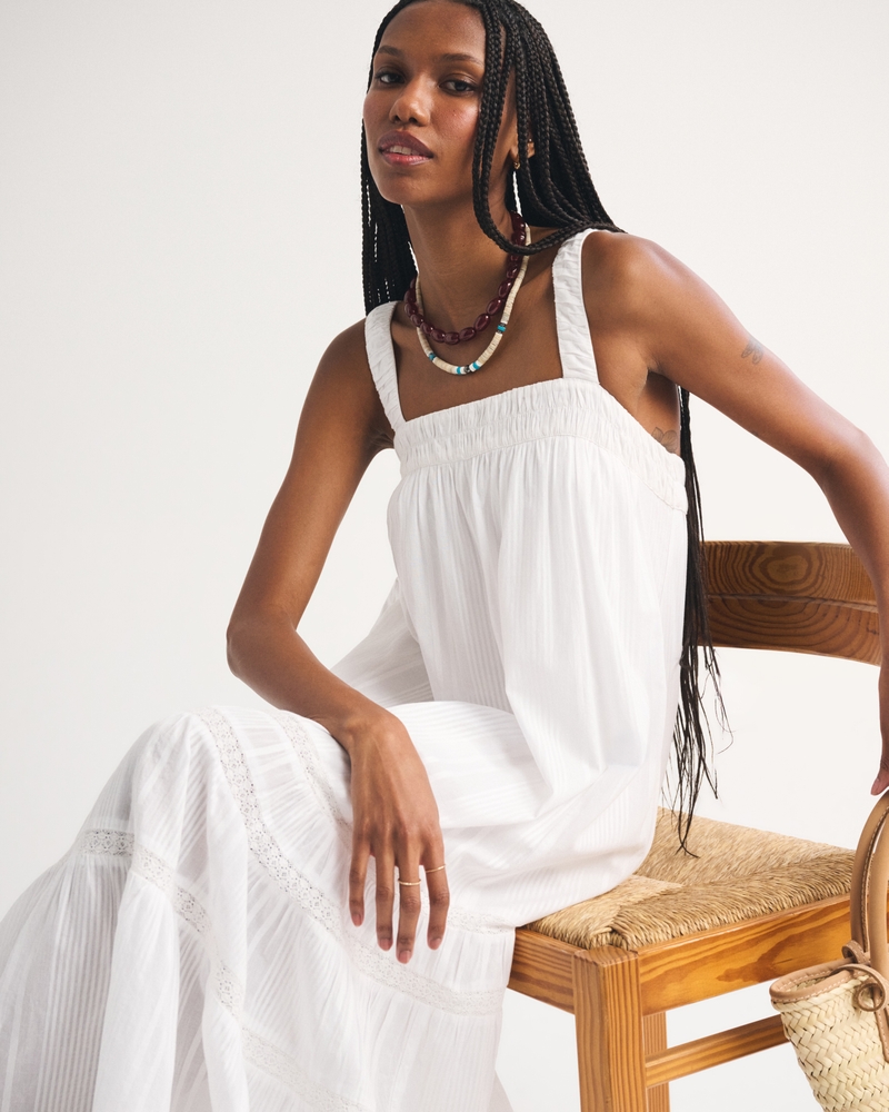 white abercrombie dress jesshogancrum on LTK Flattering midi dress in our sculpting stretch Abercrombie & Fitch strapless lace