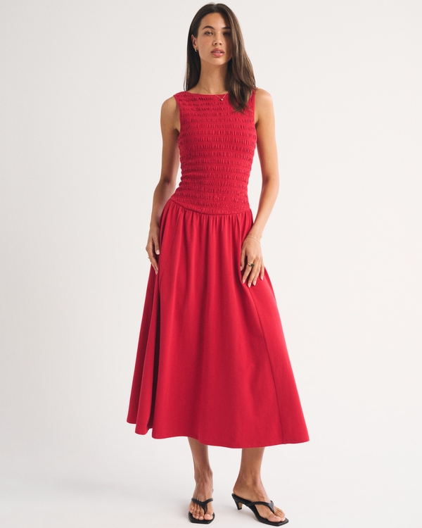 knit midi dress Off-Shoulder Ribbed Sweater Brown Large Bishop sleeves Clothing : Midi Dresses :