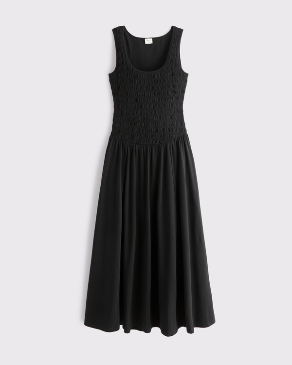 Women's A&F Sydney Smocked Reversible Neckline Knit Midi Dress | Women's  New Arrivals | Abercrombie.com