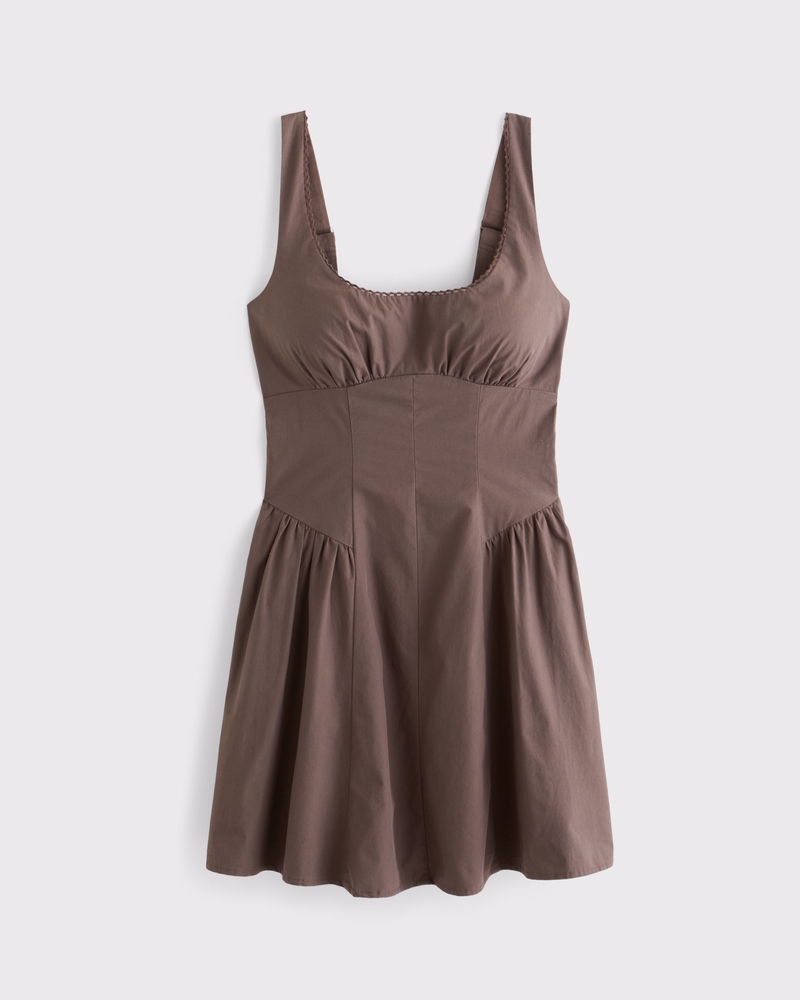 Women's 100% Cotton A&F Bra-Free Dylan Mini Dress in Brown | Size XL | Abercrombie & Fitch