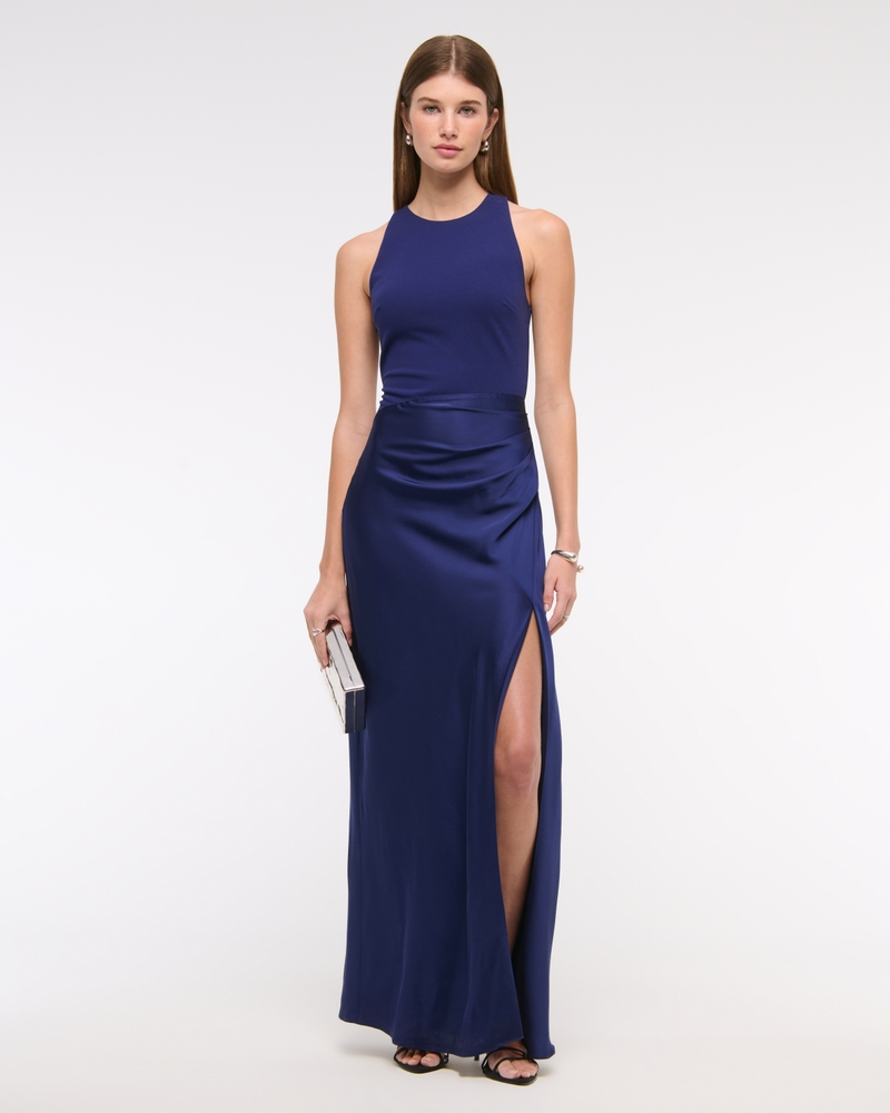 Women's High-Neck Draped Maxi Dress | Women's Dresses & Jumpsuits | Abercrombie.com