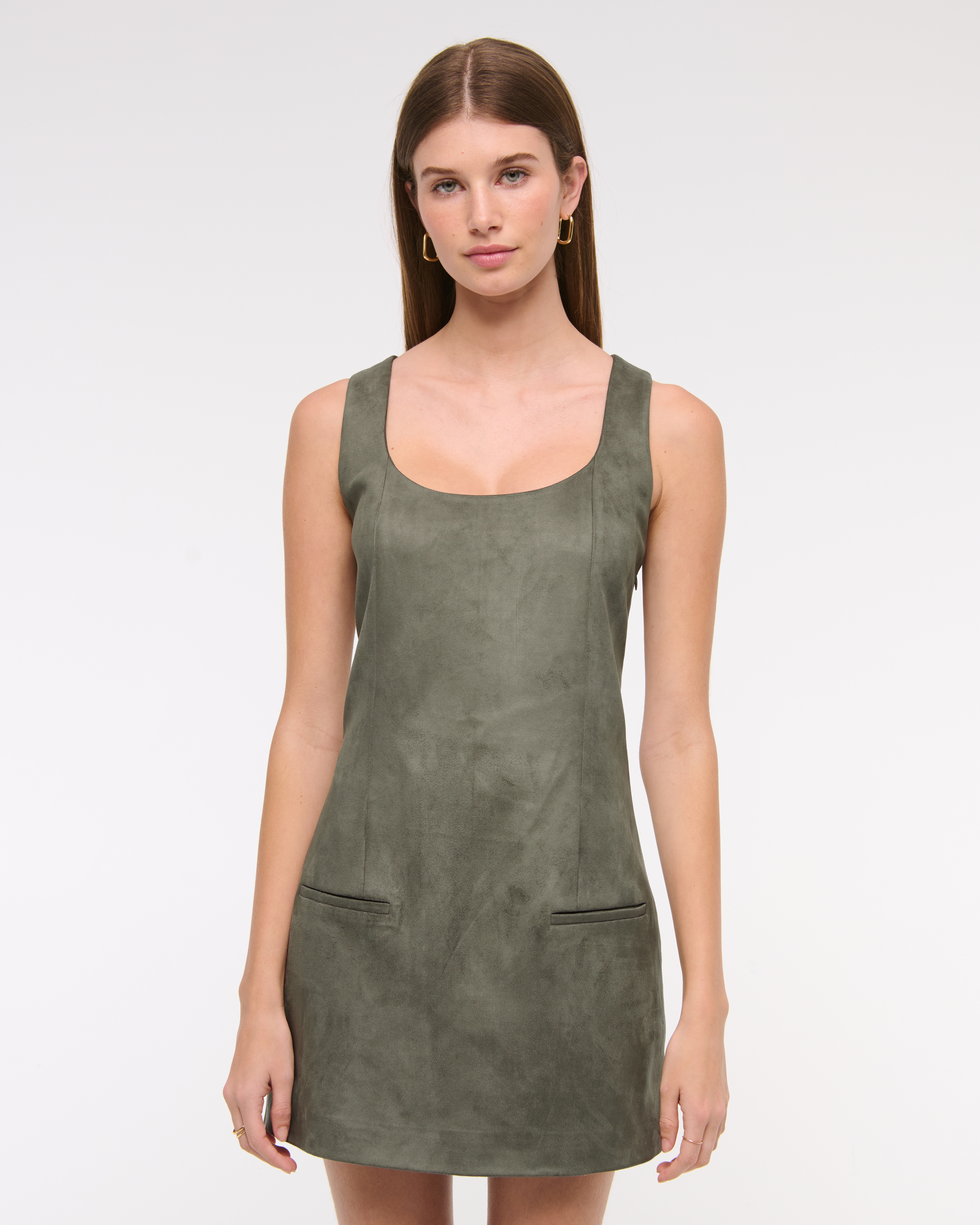 Women's Vegan Suede Pinafore Mini Dress | Women's Clearance