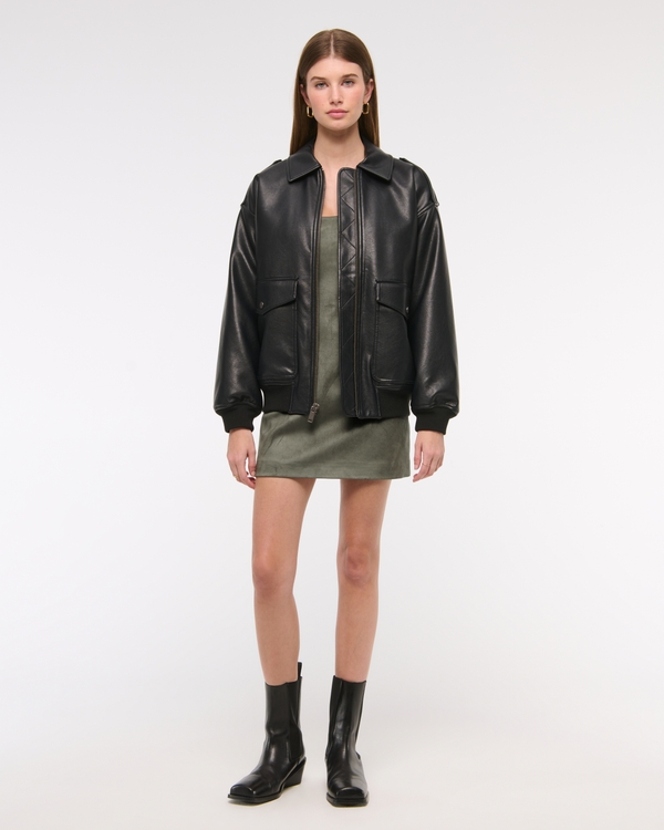 Women's Vegan Suede Pinafore Mini Dress | Women's Clearance |  Abercrombie.com