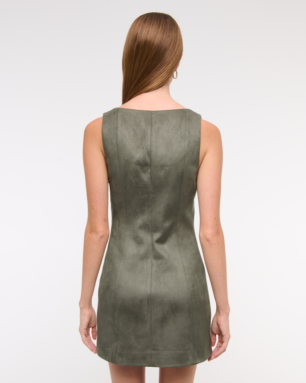 slim fit dress slacks Olive Green Button Up Collared Dress S main image 0