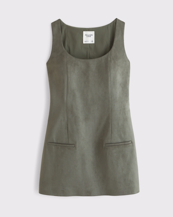 Vegan Suede Pinafore Mini Dress