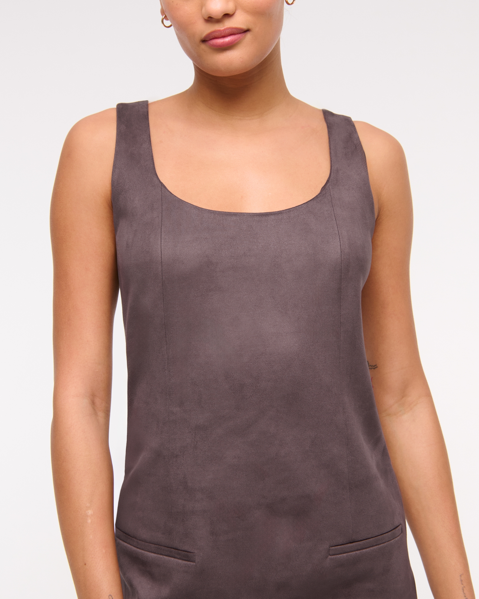 Vegan Suede Pinafore Mini Dress