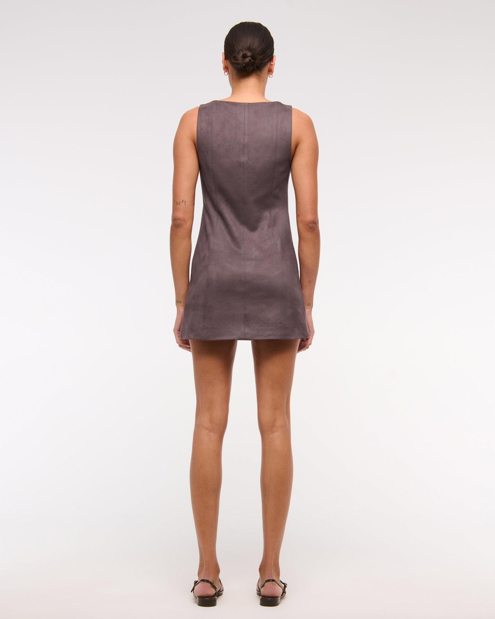 Vegan Suede Pinafore Mini Dress