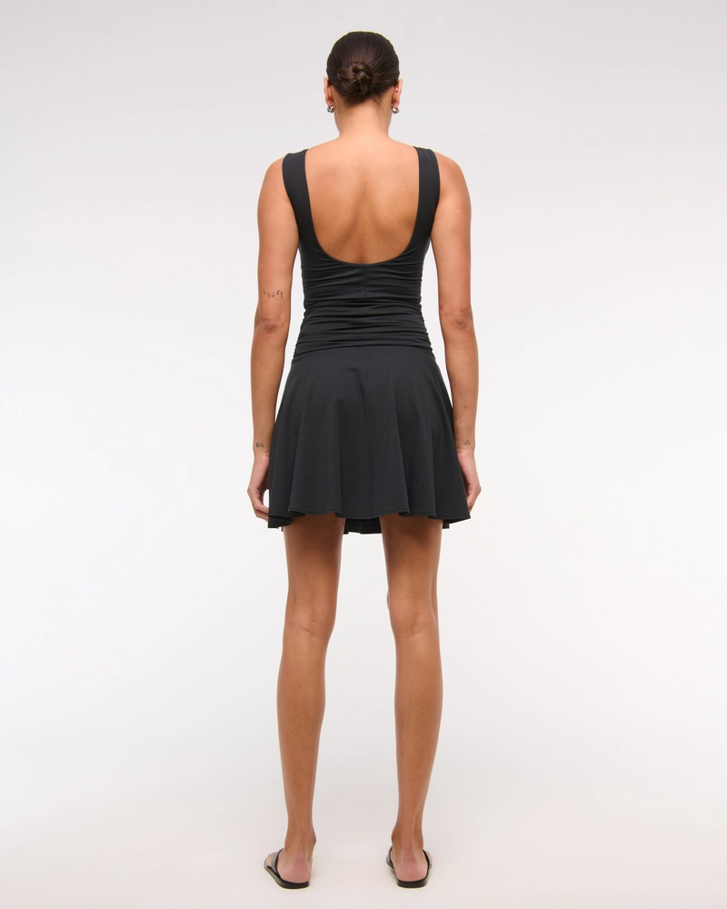 Bra-Free Ruched Knit Mini Dress