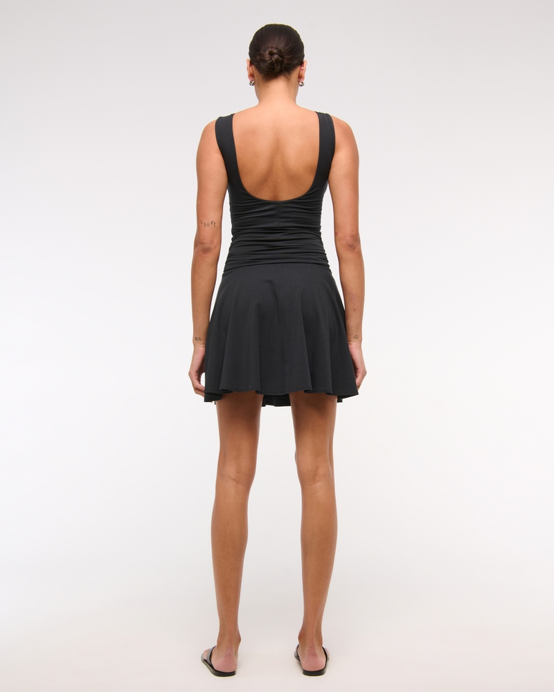 Bra-Free Ruched Knit Mini Dress