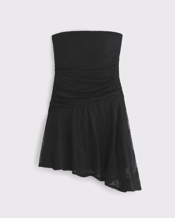 Lace Tube Mini Dress, Black view 1