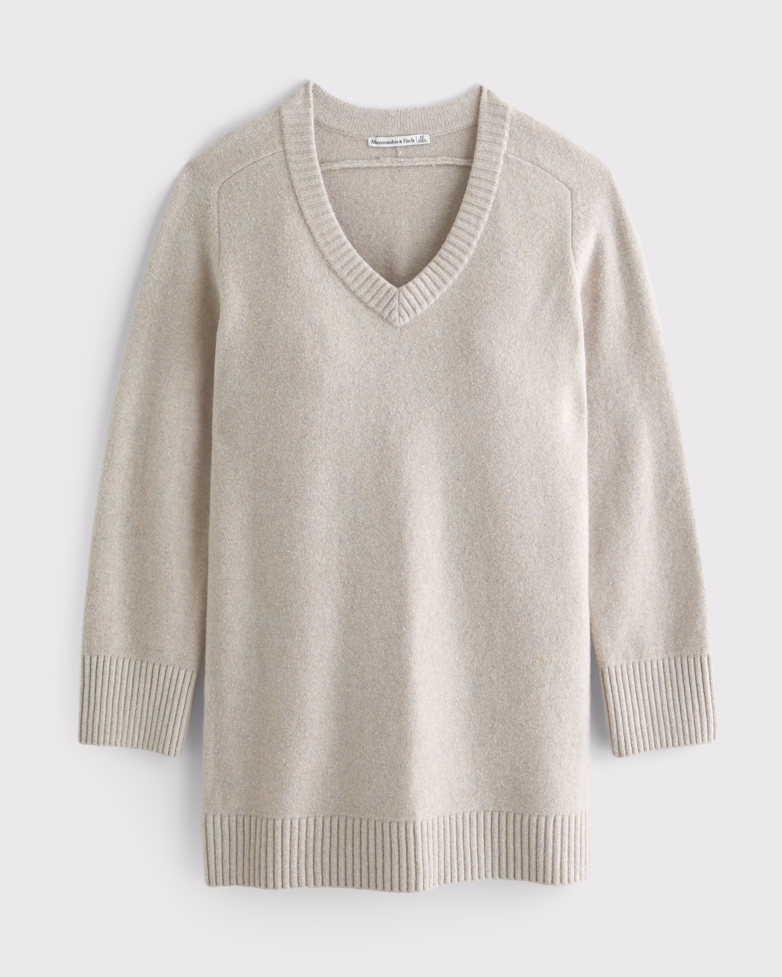 V-Neck Easy Mini Sweater Dress