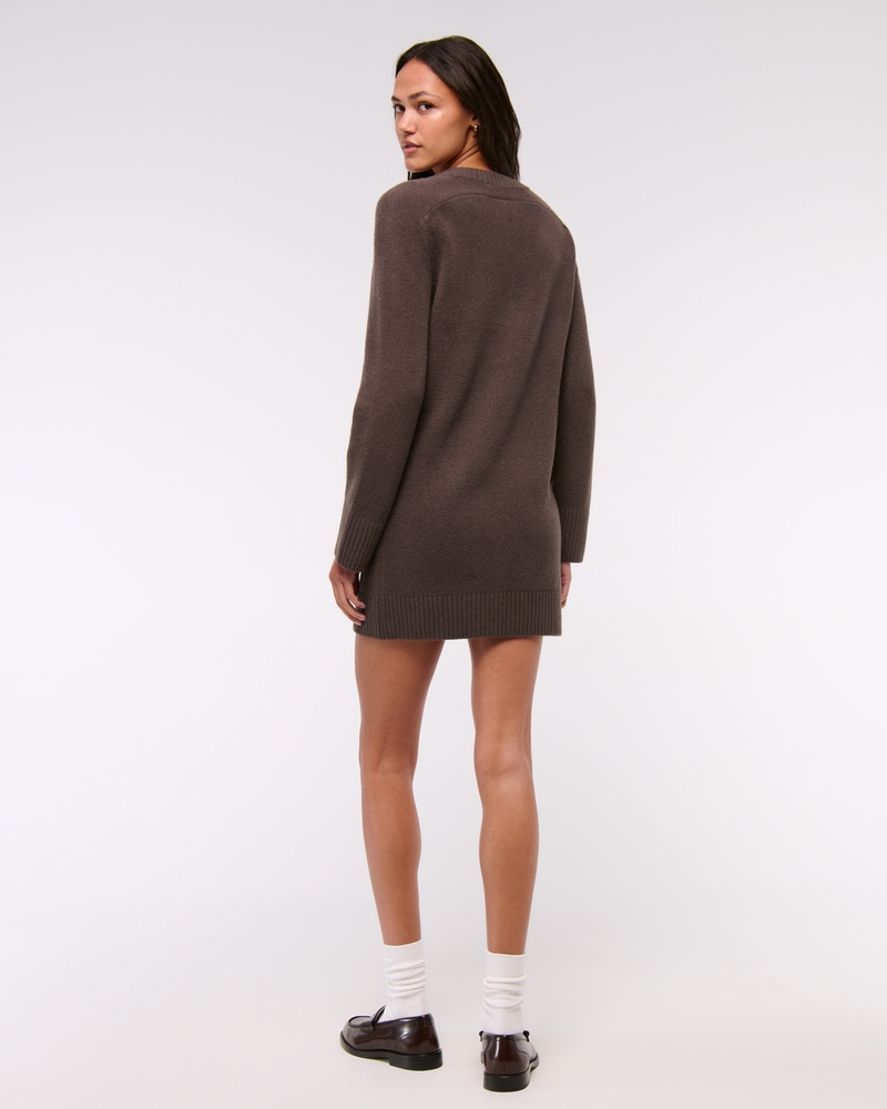 V-Neck Easy Mini Sweater Dress