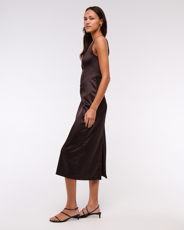 Sweetheart Satin Sculpt Midi Dress