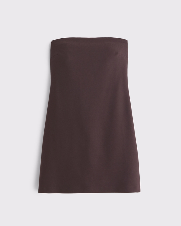 The A&F Scarlett Strapless Crepe Skort, Rich Brown view 1